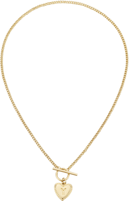Gold Heart Initial Toggle Necklace