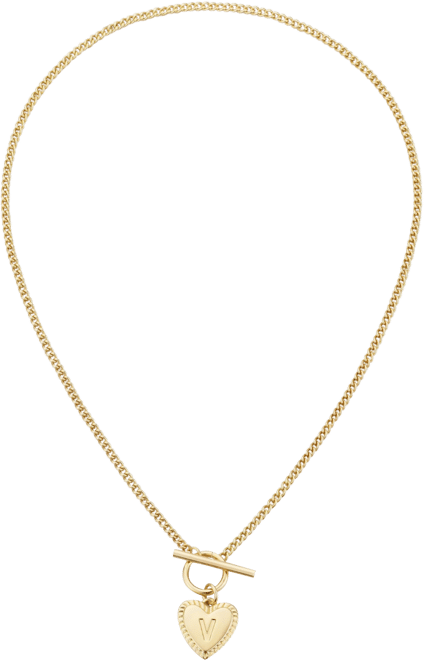 Gold Heart Initial Toggle Necklace