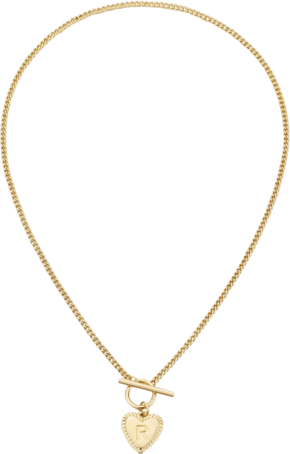 Gold Heart Initial Toggle Necklace