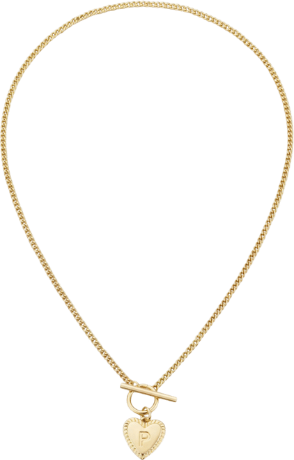 Gold Heart Initial Toggle Necklace