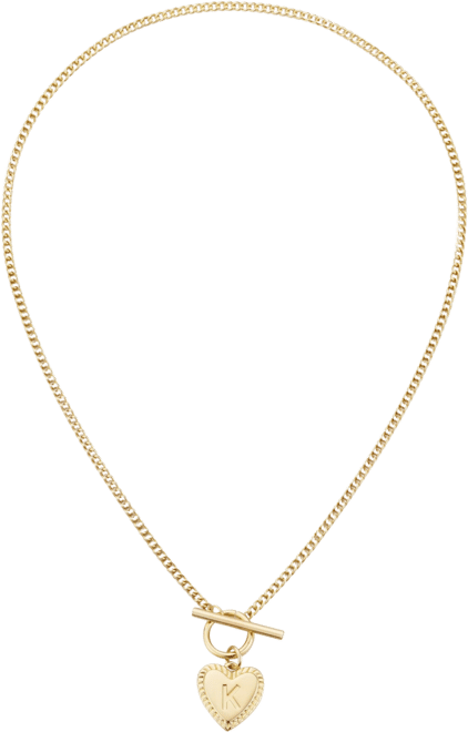 Gold Heart Initial Toggle Necklace