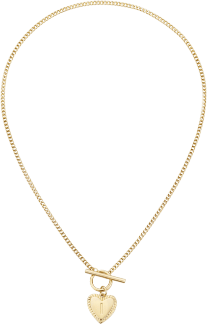 Gold Heart Initial Toggle Necklace