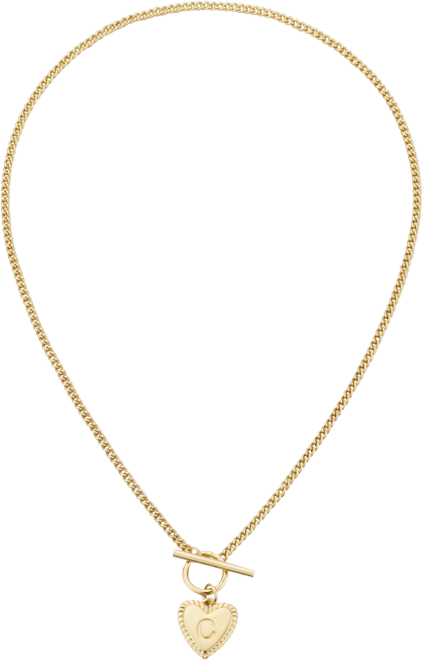 Gold Heart Initial Toggle Necklace