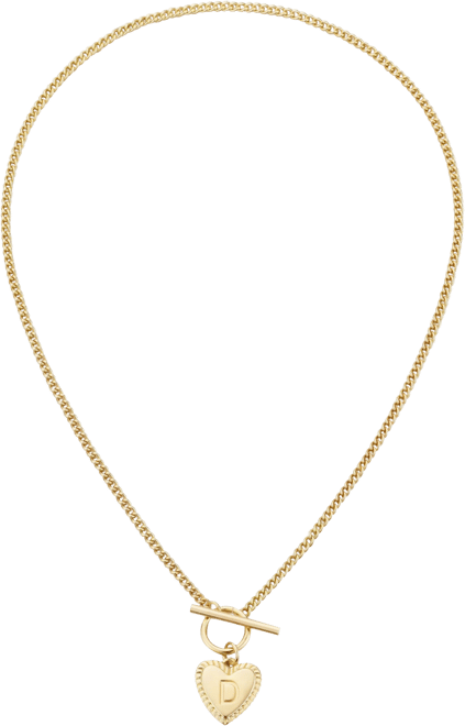 Gold Heart Initial Toggle Necklace