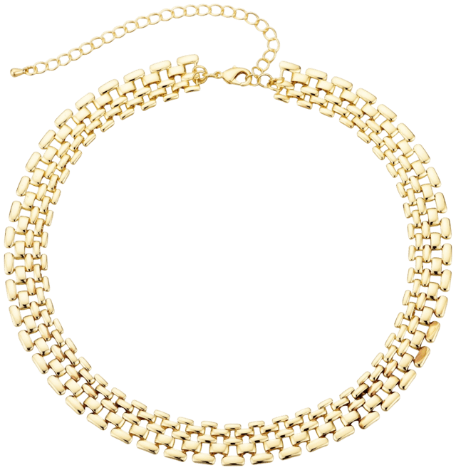Gold Plated Grid Chain Necklace