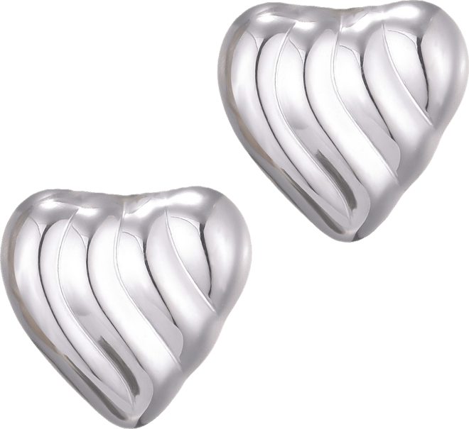 Stainless Steel Heart Statement Stud Earrings