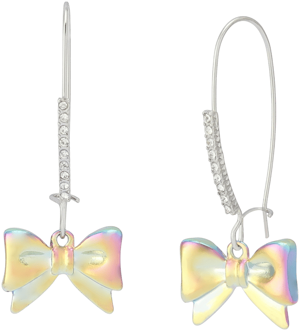 Faux Stone Kick Off Bow Dangle Earrings