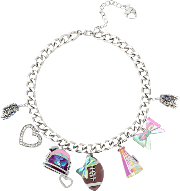 Faux Stone Kick Off Football Charm Bib Necklace