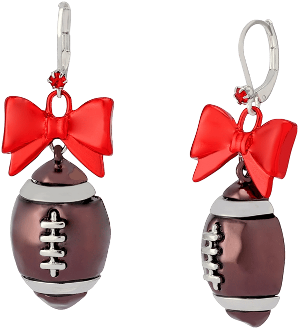 Faux Stone Kick Off Bow Football Drop Earrings