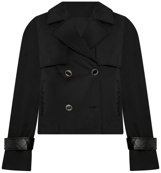 Women's Cropped Quilted-Trim Trench Coat