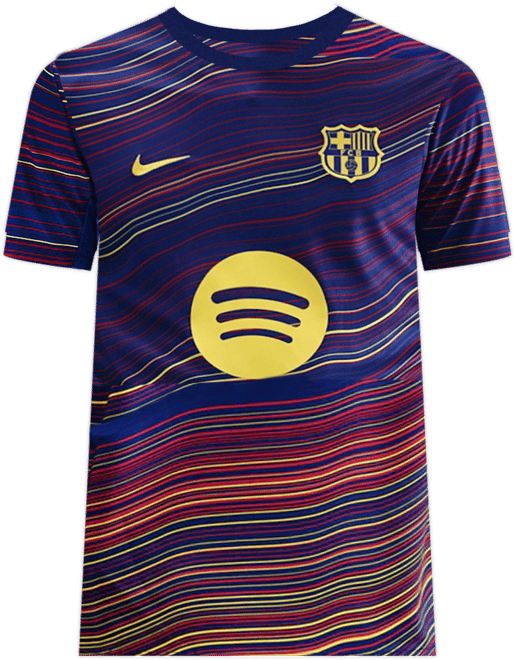 FC Barcelona Academy Pro İç Saha Nike Dri-FIT Maç Öncesi Kısa Kollu Erkek Futbol Üstü