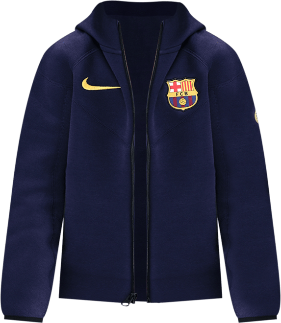 FC Barcelona Tech Nike Fleece Tam Boy Fermuarlı Genç Çocuk (Erkek) Kapüşonlu Futbol Üstü