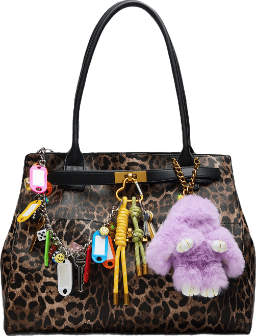 LEILANI Bag Leopard Large Tubular Shoulder Strap Charm Tote