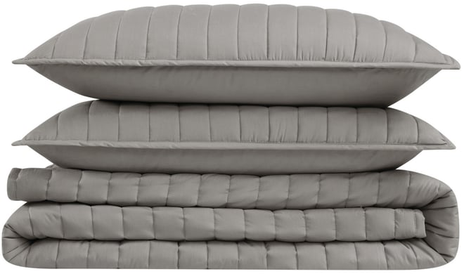 Oversized Cotton Percale 3-Pc. Quilt Set, Full/Queen