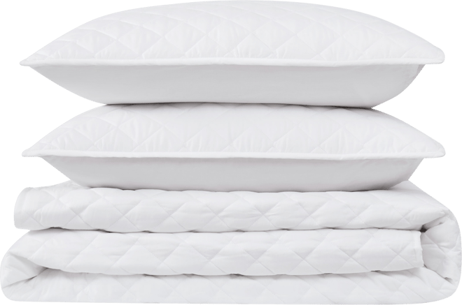 Oversized Cotton Percale 3-Pc. Quilt Set, Full/Queen