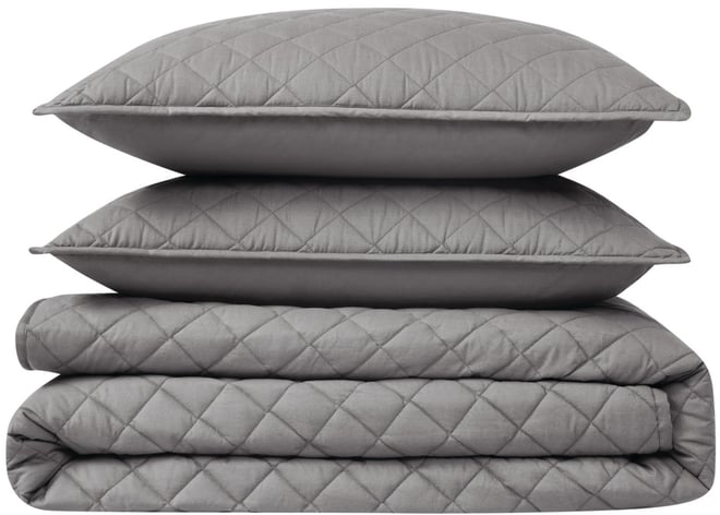 Oversized Cotton Percale 3-Pc. Quilt Set, Full/Queen