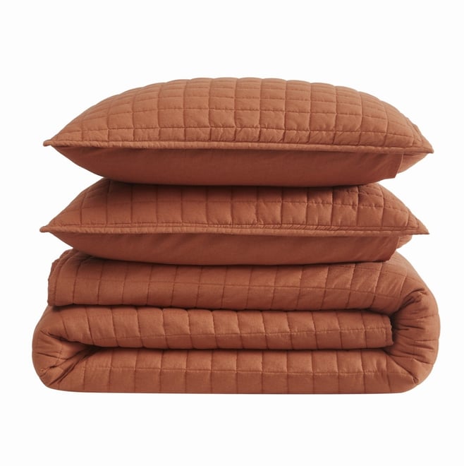 Brookyln Loom Flax Linen 3-Pc. Quilt Set, King