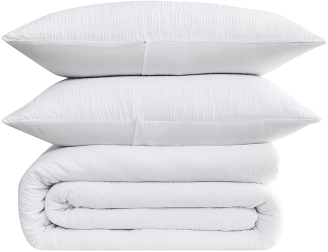 Crinkle Garment Wash Solid 3-Pc. Comforter Set, King