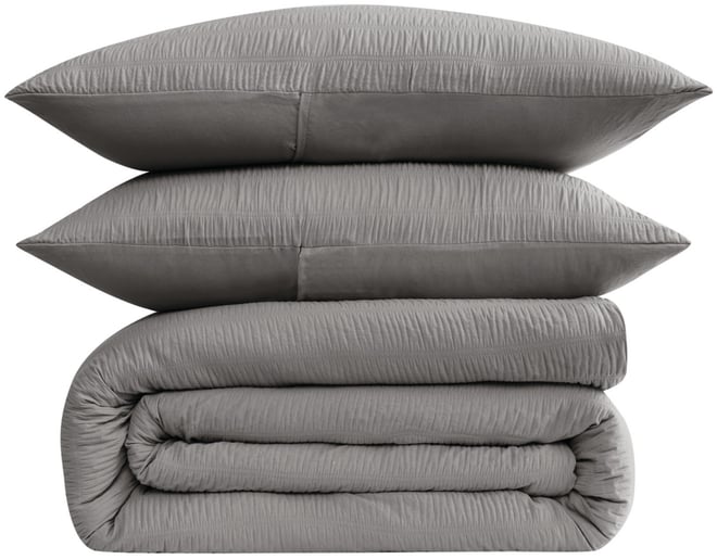 Crinkle Garment Wash Solid 3-Pc. Comforter Set, King