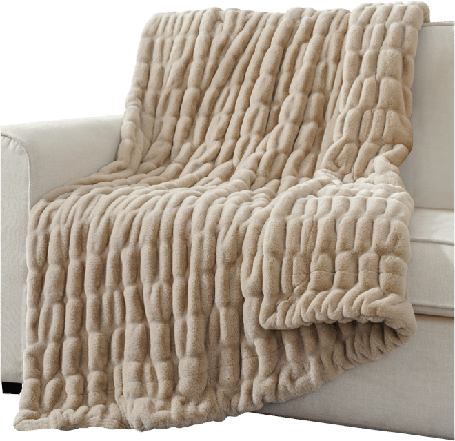 Luxurious Reversible Rabbit Faux Fur Throw, 60" x 80"