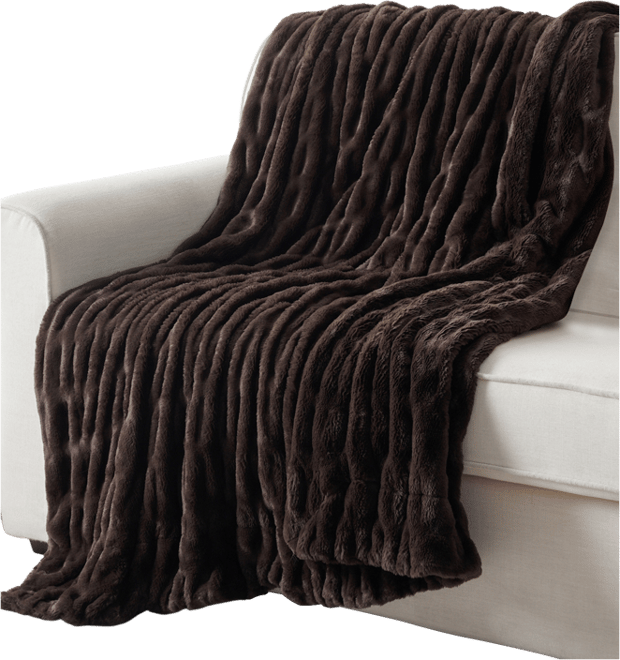 Luxurious Reversible Rabbit Faux Fur Throw, 60" x 80"