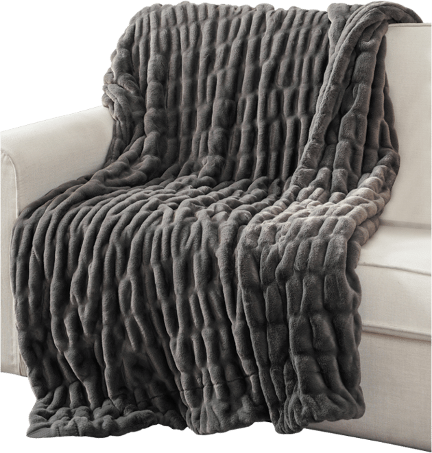 Luxurious Reversible Rabbit Faux Fur Throw, 50" x 60"