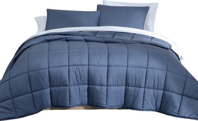 Washed Solid Reversible Plush 7-Pc. Comforter Set, Queen