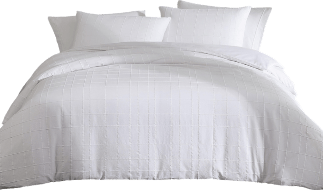 Solid Puckered Grid 3-Pc. Duvet Cover Set, King
