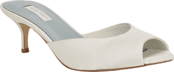 Nine West Women's Luvlie Bridal Satin Peep Toe Kitten Heel
