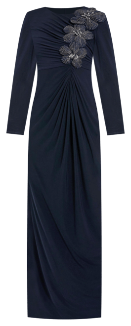 Mac Duggal Women's Jersey Long Sleeve Fitted Gown With 3D