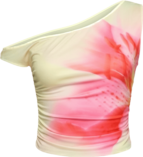 Womens Tiger Flower Off Shoulder Top