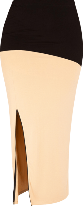 Plus Size Zip-Up Slits Maxi Skirt