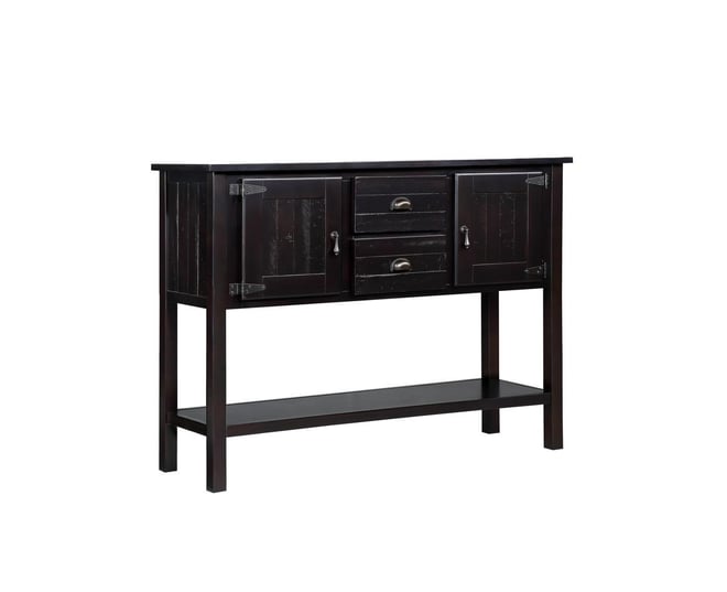 Casainc 48" Solid Wood Sideboard Console Table with 2 Drawers and Cabinets and Bottom Shelf, Retro Style Storage Dining Buffet Server Cabinet