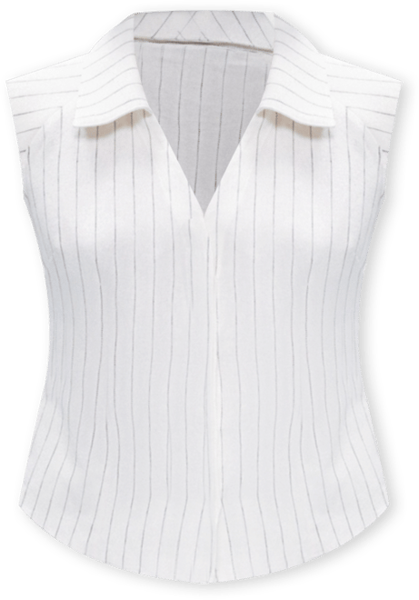 Women's Sleeveless Linen Blend Shirt with Shoulder Pads
