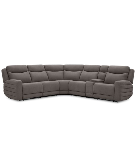 Kristyan 6-Pc. Fabric Sectional with 2 Power Recliners and Console, Exclusively at Macy's