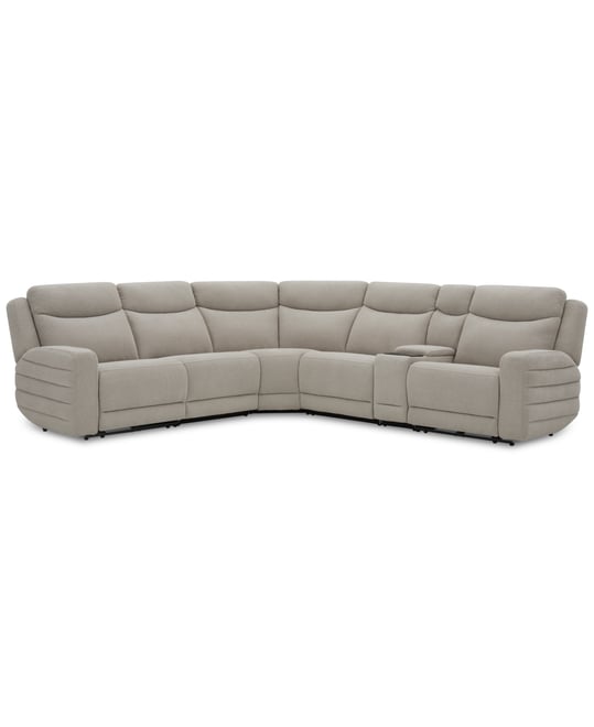 Kristyan 6-Pc. Fabric Sectional with 2 Power Recliners and Console, Exclusively at Macy's