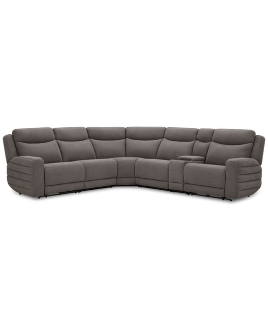 Kristyan 6-Pc. Fabric Sectional with 3 Power Motion Chairs and Console, Exclusively at Macy's