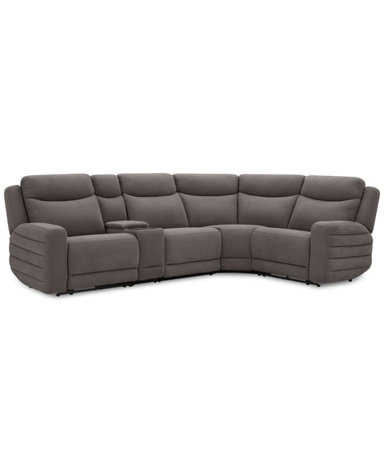 Kristyan 5-Pc. Fabric Sectional with 2 Power Recliners and Console, Exclusively at Macy's