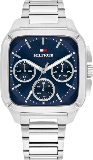 Men's Multifunction Silver Tone Stainless Steel Bracelet Watch, 39mm