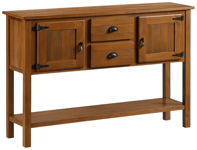 Casainc 48" Solid Wood Sideboard Console Table with 2 Drawers and Cabinets and Bottom Shelf, Retro Style Storage Dining Buffet Server Cabinet