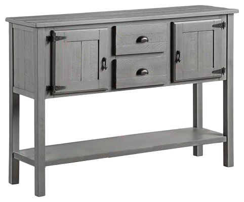 Casainc 48" Solid Wood Sideboard Console Table with 2 Drawers and Cabinets and Bottom Shelf, Retro Style Storage Dining Buffet Server Cabinet