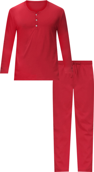Men's Two Piece Henley Pajama Set
