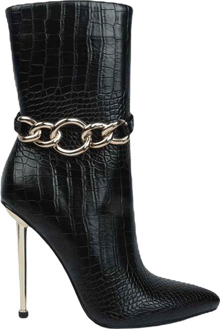 nicole croc patterned high heeled boots