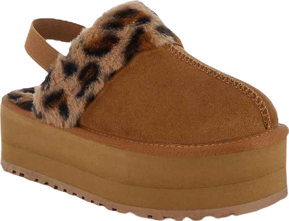 Kutchu Faux Fur Trim Platform Classic Slingback