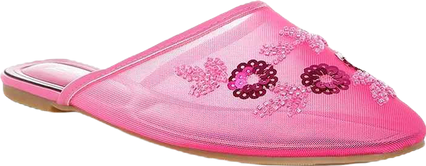 Nahra Mesh Sequin Beaded Mules