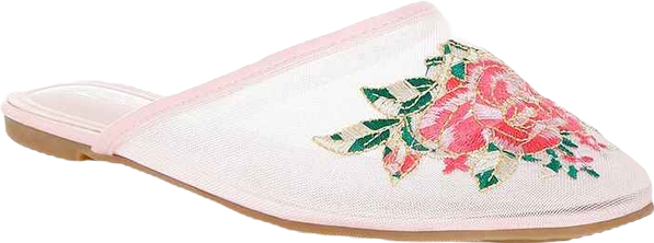 Shara Floral Embroidered Mesh Mules
