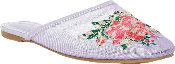 Shara Floral Embroidered Mesh Mules