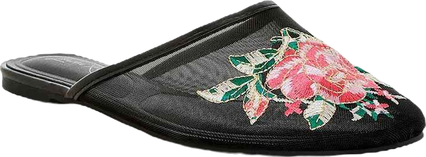 Shara Floral Embroidered Mesh Mules