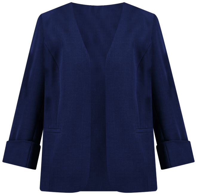 Women's Stretch Crepe Open-Front Roll-Sleeve Jacket, Regular & Petite