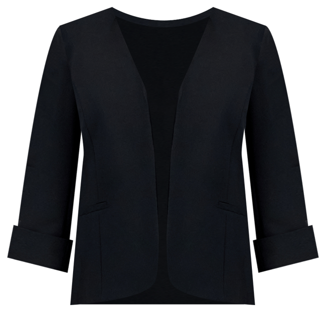 Women's Stretch Crepe Open-Front Roll-Sleeve Jacket, Regular & Petite